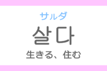 살다（サルダ）の意味「生きる（いきる）、住む（すむ）、暮らす」ハングル読み方・発音